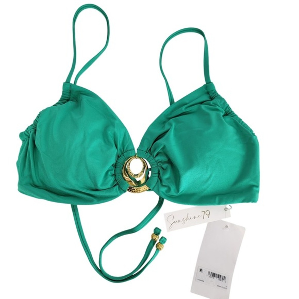Sunshine 79 Bikini Top Size 12‎ Jade Green Gold Ring Sweetheart Bralette